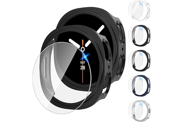 Tensea [5+5Pack] for Samsung Galaxy Watch 8 Screen Protector Case 44mm Accessories, Hard PC Bumper/HD Anti-Fog Tempered Glass