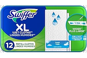Swiffer Sweep + Mop XL, Wet Pads Refill, Floor Cleaner for Dirt, Dust, Hair, Cleaning Cloths for Mopping Home, Bathroom, Kitc