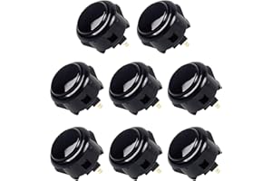 Sanwa 8 pcs OBSF-30 Original Push Button 30mm - for Arcade Jamma Video Game & Arcade Joystick Games Console (Black) S@NWA