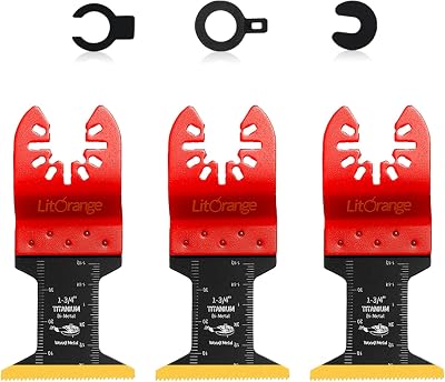 LitOrange Titanium Oscillating Tool Blades Set 3+3 Adapters Universal Quick