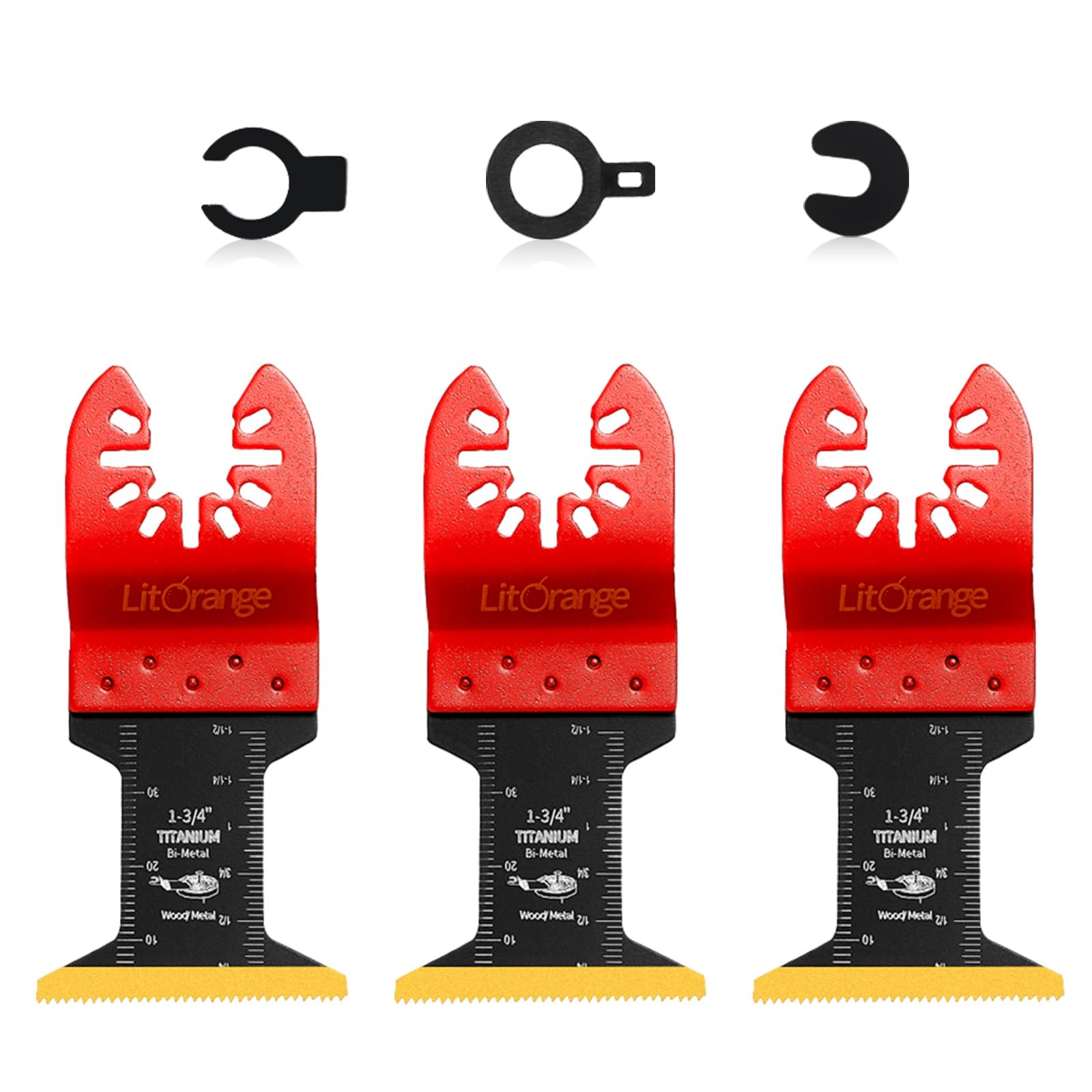 Litorange Oscillating Tool Titanium Blades, Universal Quick Release Multitool Blades for Cutting Hard Materials Metal Nails Screws Wood and Plastic