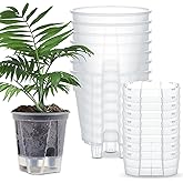 Wonderjune Self Watering Pots for Indoor Plants with Deep Reservoir and High Drainage Holes for Outdoor Plants and Flowers, Bare Root Planter(5.91'',Clear,9 Pcs)