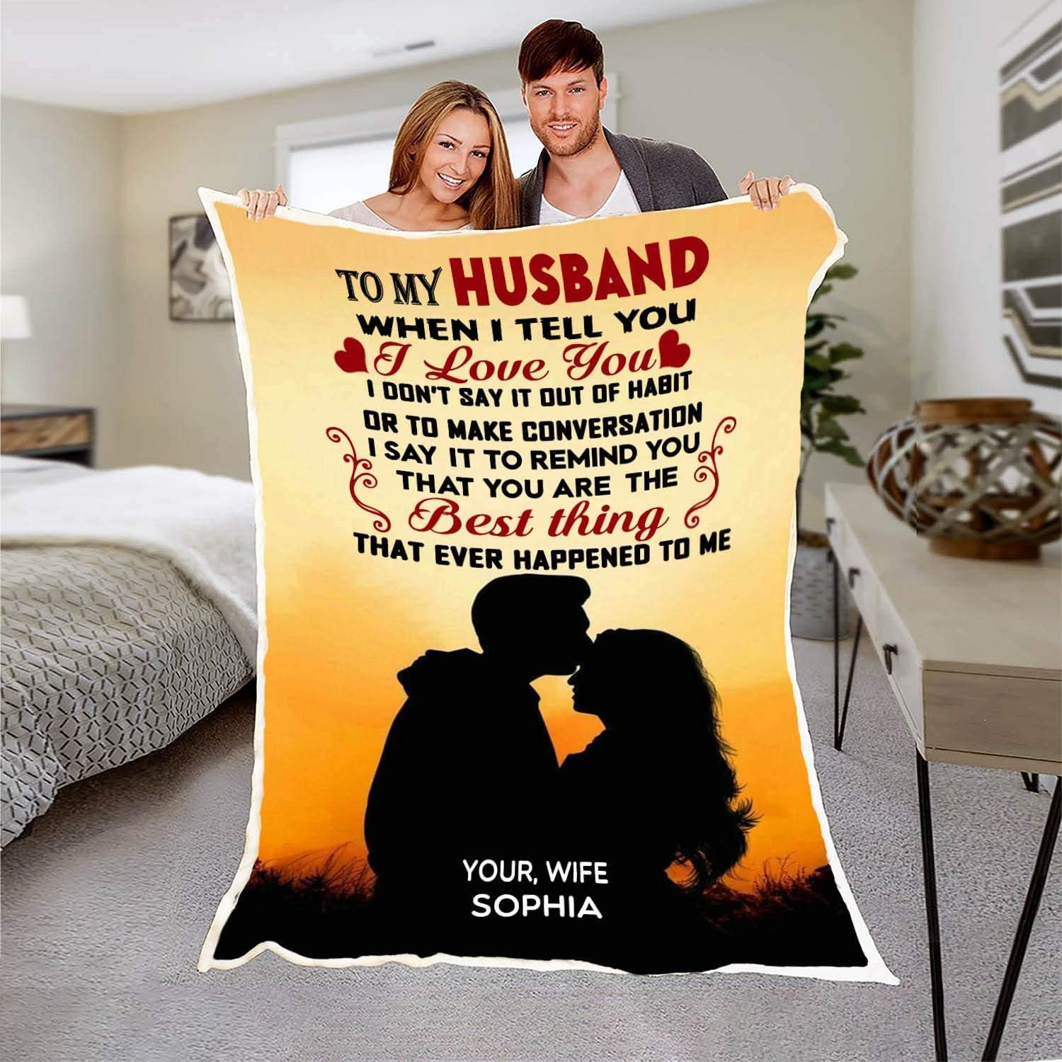 to My Husband, Customized Blanket for Husband with Wife Name, Custom Gift with