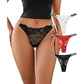 abandi Lace Thongs for Women, Rhinestones T Back G String Thong Underwear Sexy Low Waist See Through Panties