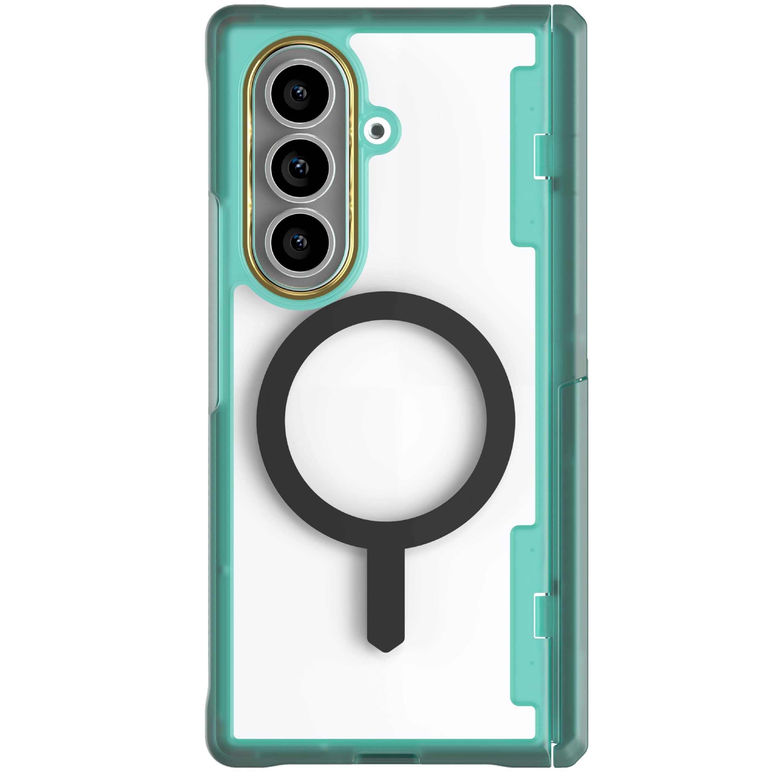Photo 1 of Ghostek Covert Clear Galaxy Z Fold7 Case with Built-in Kickstand, MagSafe and Full Hinge Protection Designed for 2025 Samsung Fold 7 (8") (Teal)