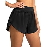Soothfeel High Waisted Athletic Running Shorts for Women Dolphin Short High Split Quick Dry Gym Workout Shorts with Liner