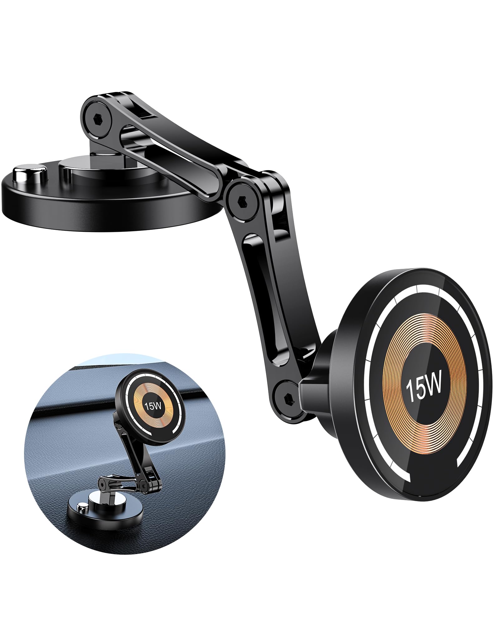 Photo 1 of ZBF Magnetic Wireless Car Mount Charger, 15W Fast Charging Mag-Safe Car Mount,Magnetic Car Phone Holder Mount, Car Cell Phone Holder Fit iPhone 17 16 15 14 13 12 All Smartphones