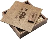 LXSINO 64GB Walnut Wood USB 3.0 Flash Drive Mr & Mrs Box Wedding Photo Gift view 3