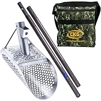 CKG Sand Scoop for Metal Detecting Stainless Steel Shovel for Beach Underwater Treasure Hunting (Hex 7 Medium + Carbon Handle