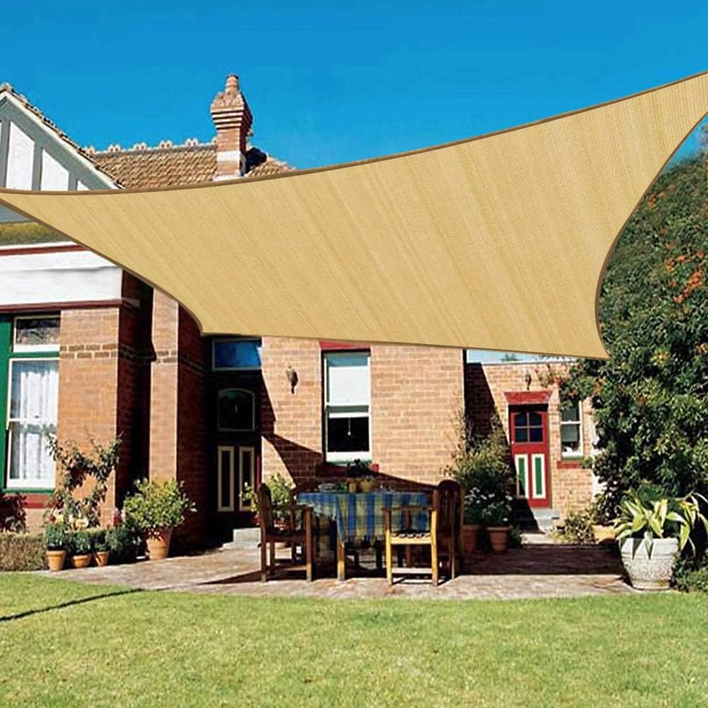 UPGRADE Sun Shade Sail 10' x 10' Sail Shade Sand Color UV Block Sun Sail for Patio Shade & Outdoor Activities