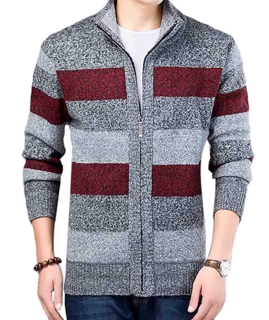 colorblock slim zip sweater