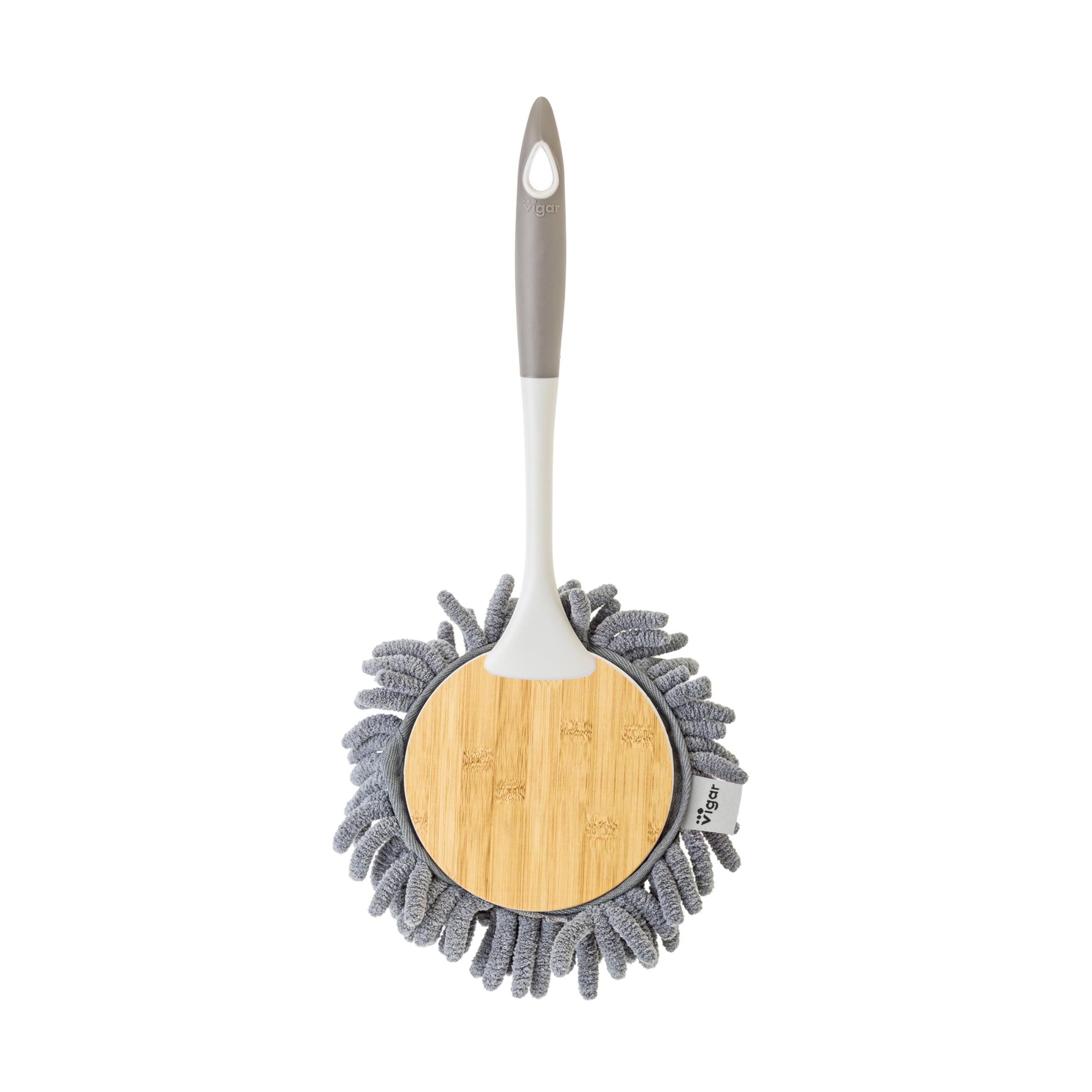VIGAR Grey Round Microfiber Duster, Material: ABS, Dimensiones: 18 x 10 x 36 cm