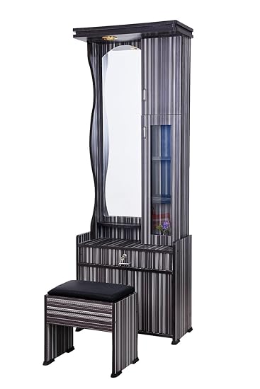 Generic Hudson Mark Wooden Mirror Dressing Table Set With Cushion Stool, Light And Drawer/Bedroom Makeup Vanity Dresser- Multi Color