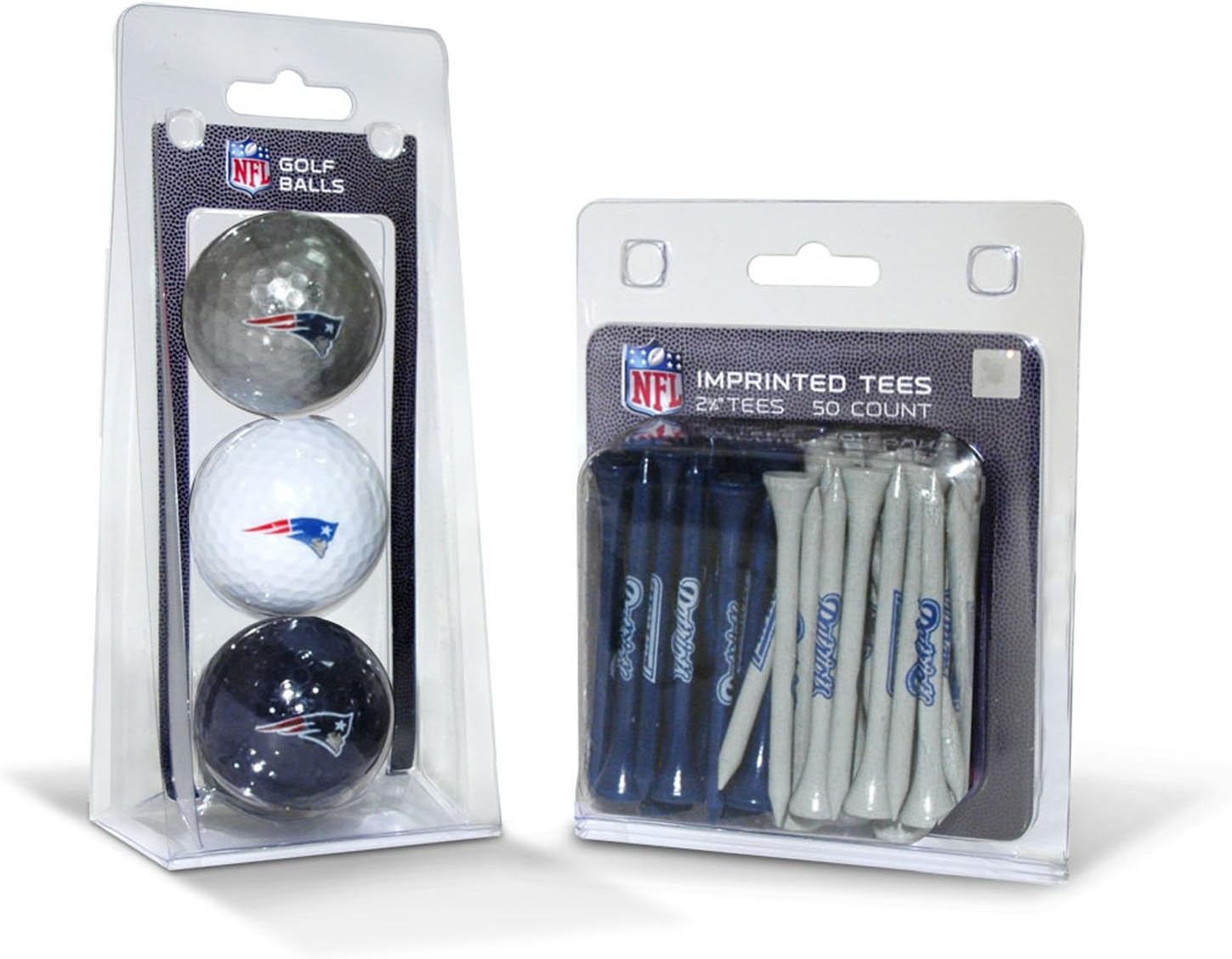 Team Golf NFL Logo Imprinted Golf Balls (3 Count) & 2-3/4" Regulation Golf Tees (50 Count), Multi Colored