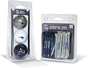 Team Golf NFL Logo Imprinted Golf Balls (3 Count) & 2-3/4" Regulation Golf Tees (50 Count), Multi Colored