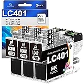 LC401BK LC401 Black Ink Cartridges Replacement for Brother LC-401 BK Ink Cartridge Use with Brother MFC-J1010DW MFC-J1012DW M
