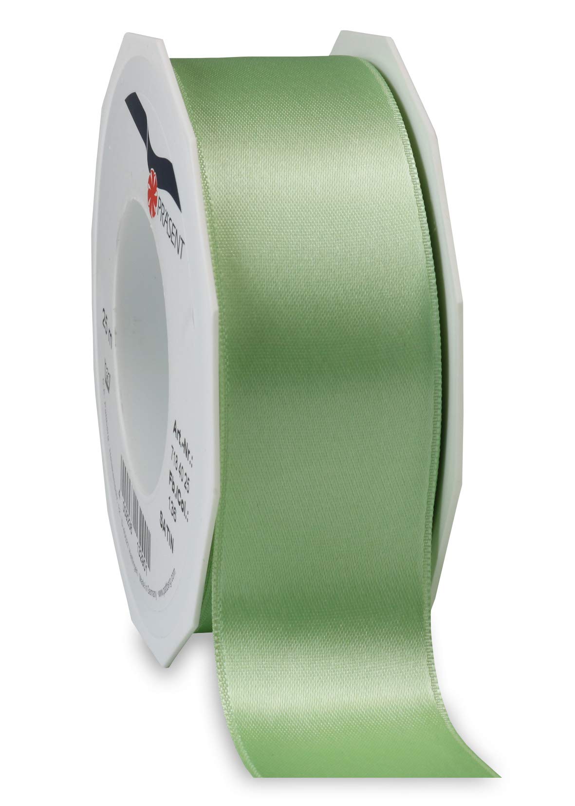 Präsent - Satin Ribbon Pastel Green 40 mm Width, 50 m Length