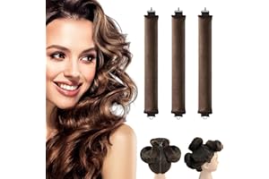 CUSPRTM Heatless Curls Overnight, Velvet Blowout Rods Heatless Curling Rods with Hook, Overnight Curls Flexi Rods to Sleep In for All Hair Types, Hair Rollers for Blowout Look Long Hair (Brown-3 Rods)