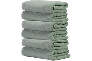 Ôhm - Terry Cloth Towel Set - 6 Extra Fluffy & Soft Bath Towels - 24x48 Inch - for Home, Hotel & Spa Turkish Cotton & Oeko-TEX Certified - Sage Green