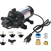 KENCIT T33 Automatic On-Demand Diaphragm Pump 115Vac, 4.0GPM, 45PSI, Industrial Water Pressure Pump for Kitchen, Bathroom, RV, Marine Yacht, Caravan, Garden