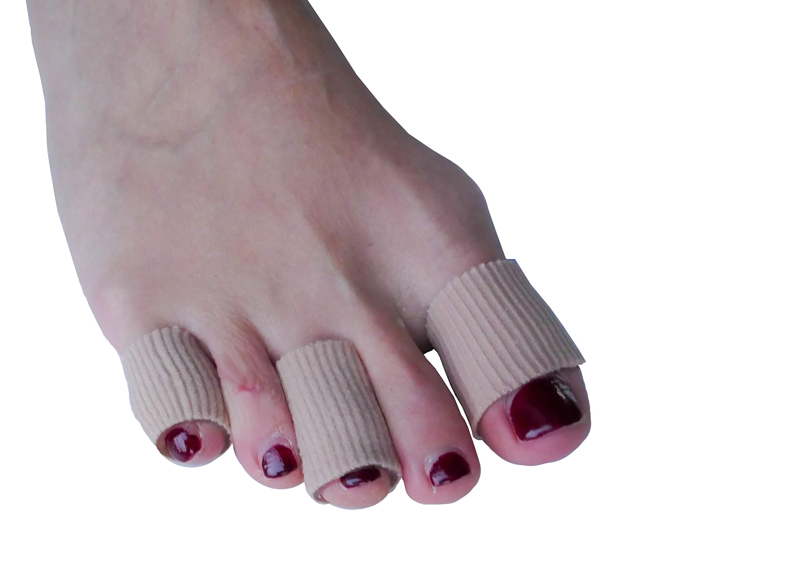 OR8 Wellness Toe Tube Cushions. 5 Size Sleeves to be Cut to Fit. Soft Gel & Fabric Pad Protectors for Corns, Blisters, Calluses, Anti Friction for Toes and Fingers.