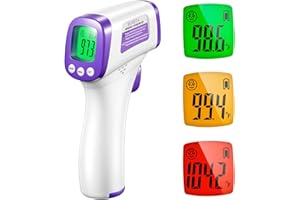 HUHETA Infrared Thermometer for Adults, Non Contact Forehead Thermometer with Fever Alarm, Accurate Reading and Memory Function, Body Temperature & Surface of Objects Use (Purple)