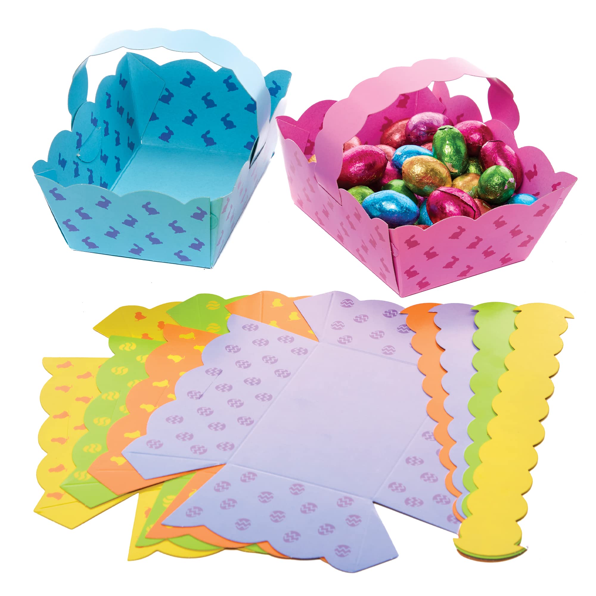 Baker Ross FX545 Easter Baskets Value Pack - Pack of 30, Make Your Own Easter Egg Hunt Baskets for Kids