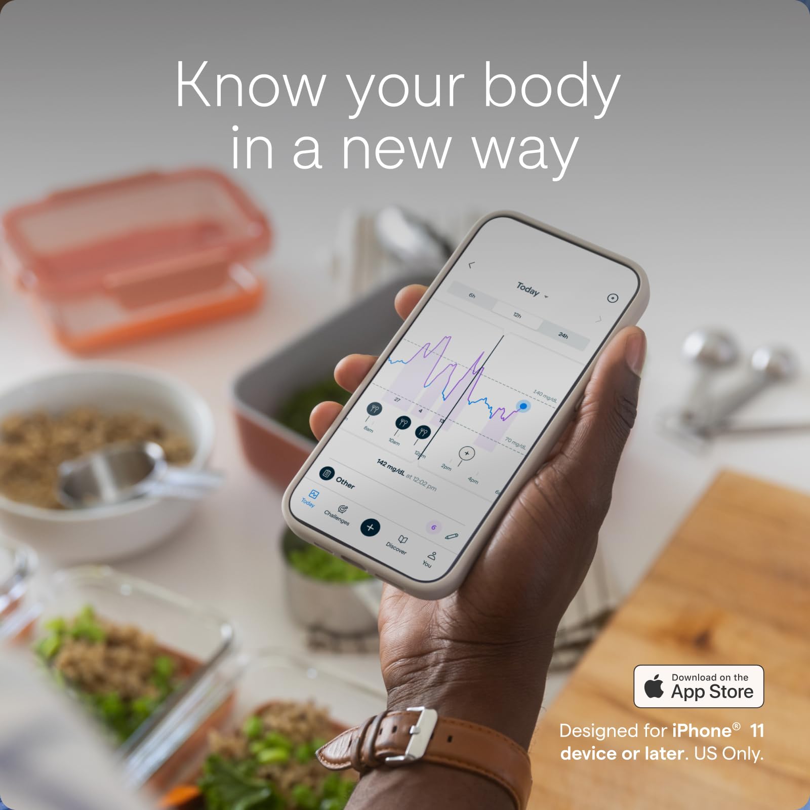 Lingo Continuous Glucose Monitor (CGM) & App. Made by Abbott. Know the impact of what you eat. 1 Lingo biosensor lasts up to 14 Days*. Works with iOS and Android. US Only.