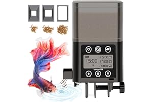 HDSMNGY Automatic Fish Feeder for Aquarium with Timer,LCD Display-320ML Large Capacity AdjustableFish Feeder Automatic Dispenser,Operated Feeders for Goldfish, Automatic Turtle Feeder for Vacation (Black)