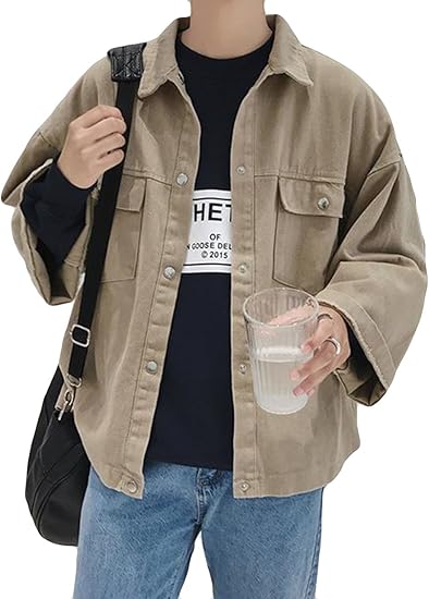 Amazon Piite ゆる ジャンパー メンズ ジャケット 無地 カジュアルジャケット コート オーバー 春 秋 メンズ ジャンパー ファッション ハンサム 長袖 薄手 コート ジャケット 通販