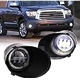 DRFG LED Fog Lights with Daytime Running Lights Compatible for Toyota Tundra 2007 2008 2009 2010 2011 2012 2013, Sequoia 2008-2011 Fog Light Assembly Fit for Original Bumper Driving Fog Lamp