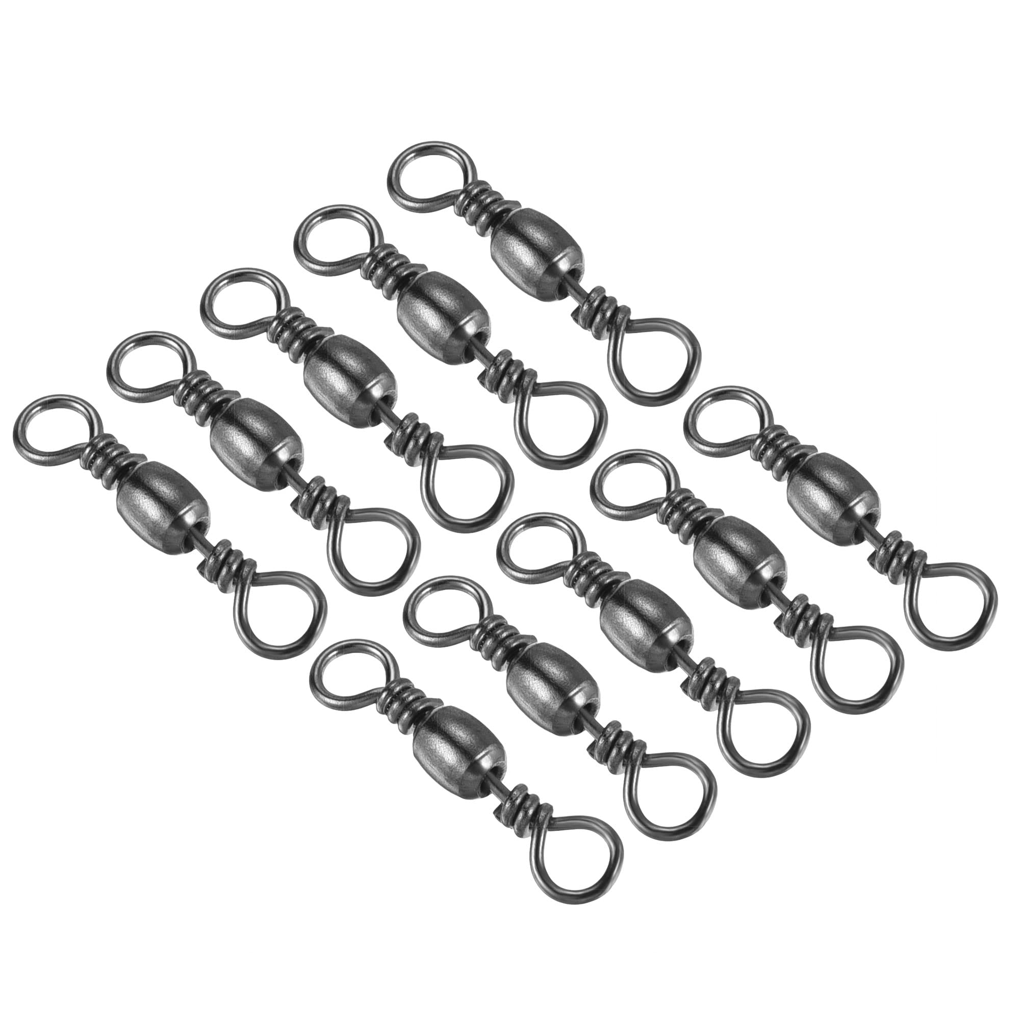 PATIKIL Fishing Barrel Swivels, 100Pcs 33LBS Stainless Steel Solid Ring Terminal Tackle for Saltwater Freshwater Fishing, Black