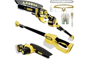 TROOZY Cordless Pole Saw & Mini Chainsaw 2-in-1, 6-inch Brushless Electric Tree Trimmer, 9ft Telescopic Pole, for Outdoors Pruning & Wood Cutting, Compatible with Makita Battery(Battery NOT Included)