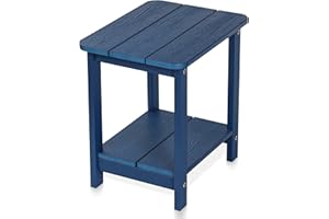 Tikea Adirondack Outdoor Side Table, 16.7" Outdoor End Table for Patio Pool Porch, All Weather Resistant Outdoor Patio Furniture Navy Blue