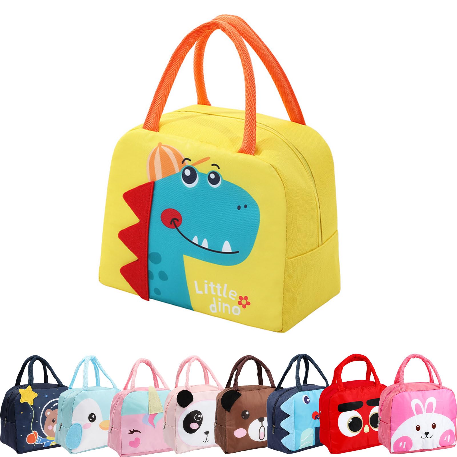 Runmeihe Kids Lunch Bag for Girls Boys Students, Reusable Cartoon Insulated Lunchbag,Small Foldable Waterproof Lunch Bags for Travel Picnic School