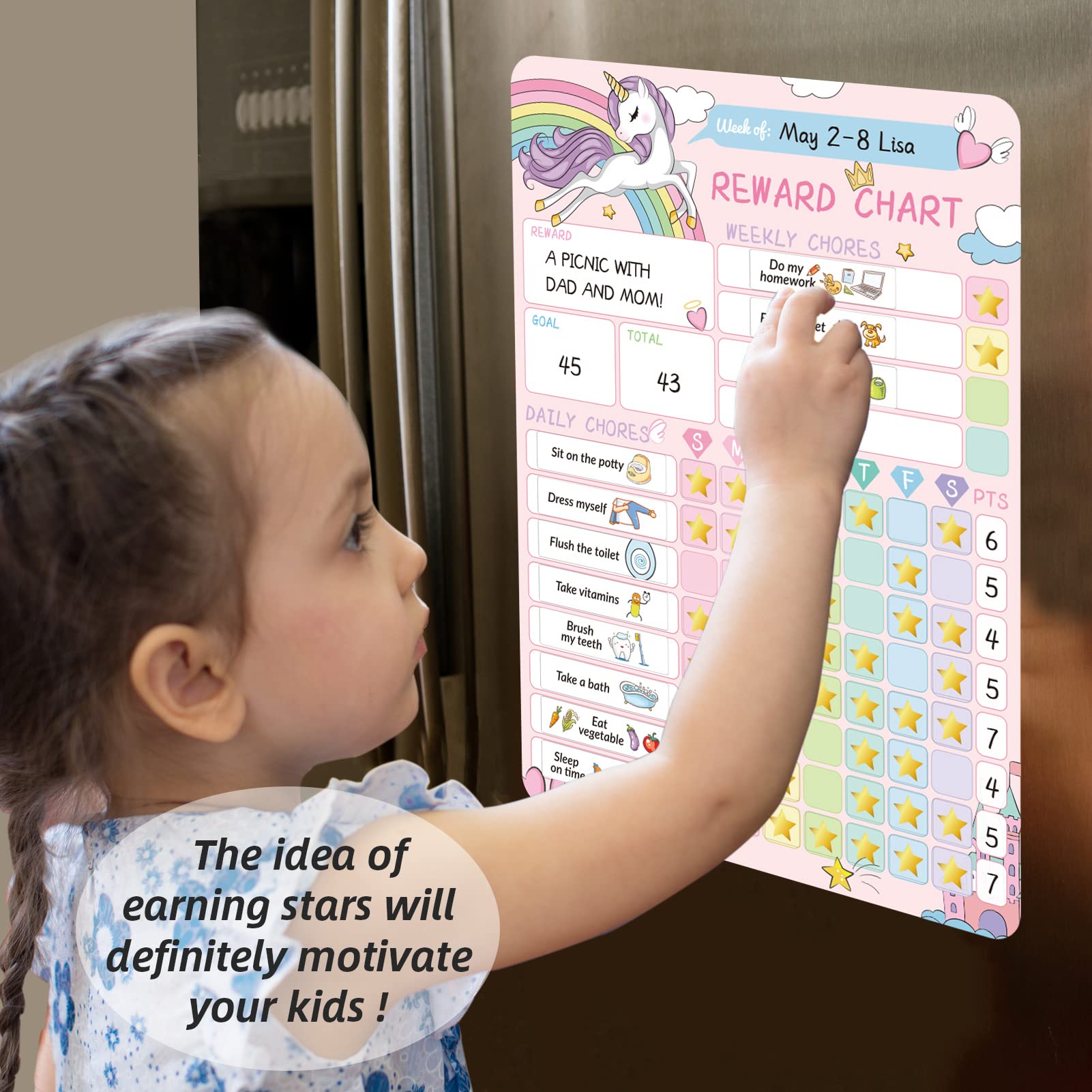 Mua Magnetic Chore Chart for Kids Behavior 2 Pack, Reward Chart for ...