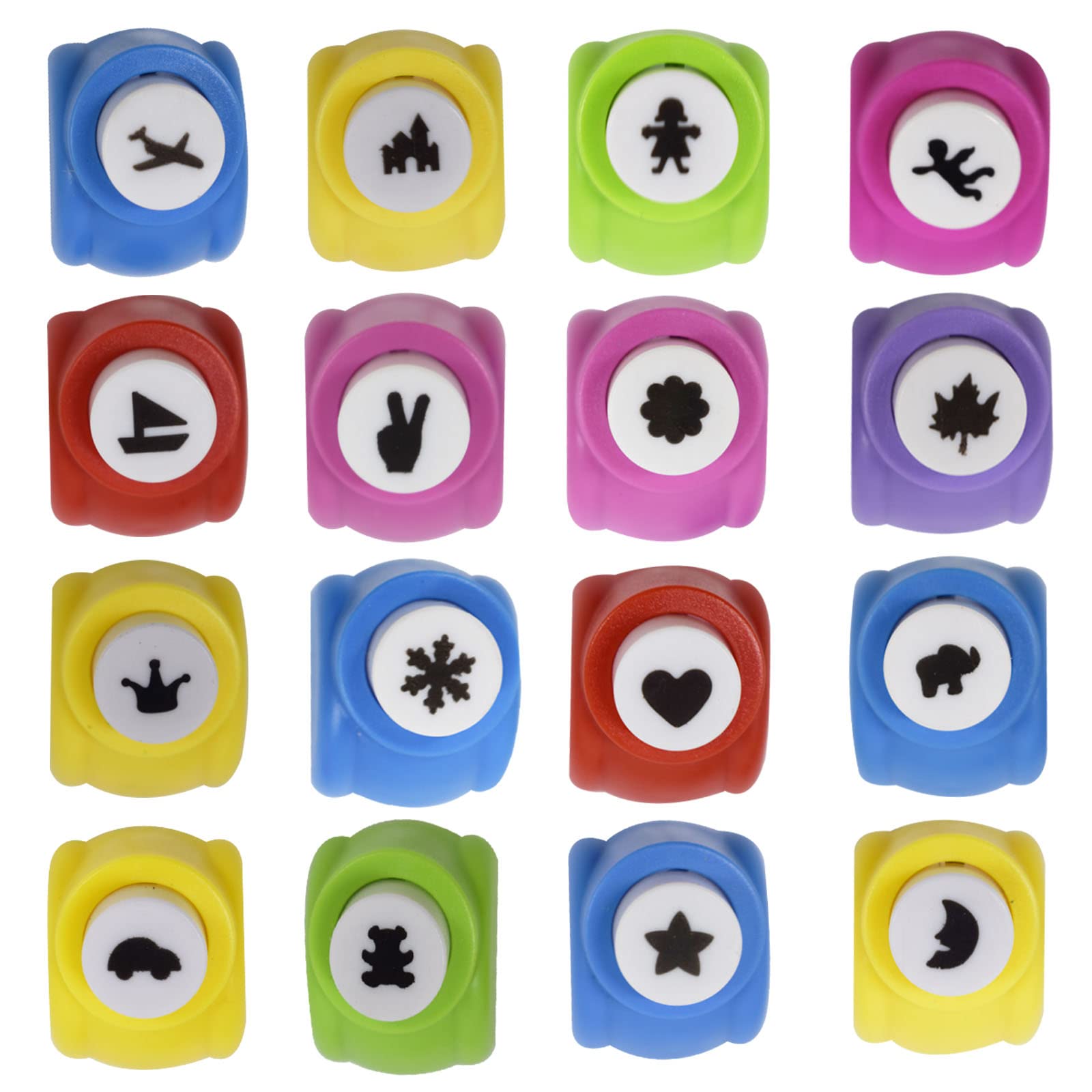 Shape Hole Punches,Zuzer 16pcs Craft Hole Puncher DIY Paper Punchers Scrapbook Punches Embossing Device 16 Different Shapes(Random Color)