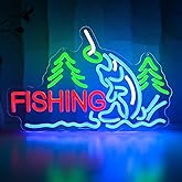 PMCVYH Fishing Neon Sign for Wall Decor, Fish Led Signs for Room, USB Dimmable Neon Lights for Fishing Gear Store Man Cave Bedroom Living Room Game Room Man Cave Party Business Yacht Sign
