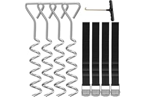 UROVIBOSCR Heavy Duty Trampoline Stakes High Wind Trampoline Anchors Galvanized Steel Trampoline Accessories (Silver 4Pcs)