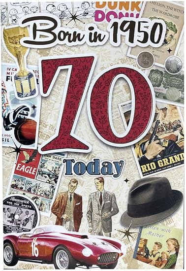 Co Ya2 Carte D Anniversaire Pour Homme 70 Ans Avec Inscription Year You Were Born Avec Faits A L Interieur 70 Ans Finition Brillante Amazon Fr Fournitures De Bureau