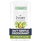 Ivory Aluminum Free Deodorant, Notes of Aloe, 24hr Gentle Deodorant, Dermatologist Tested, Baking Soda Free, Paraben Free, 2.4 oz