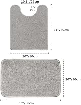 Non Slip Bath Mat Ultra Soft Thick 50x80cm 50x60cm U Shape Light Gray view 7