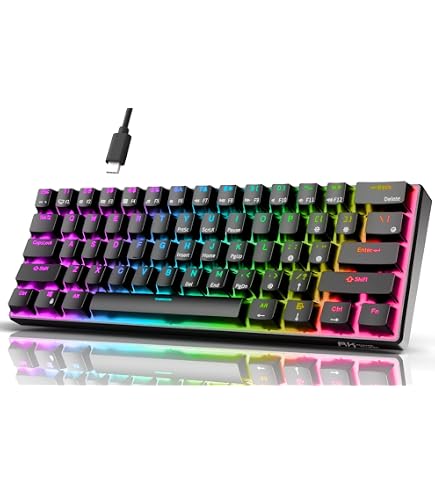 Tastiera Meccanica Gaming HKKB GK61 – 60% Layout, Switch Gateron Red Hotswap, RGB Retroilluminata