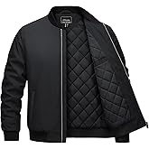 Cotrasen Men's Bomber Jacket Fall Winter Warm Windbreaker Full Zip Windproof Casual Padded Coats