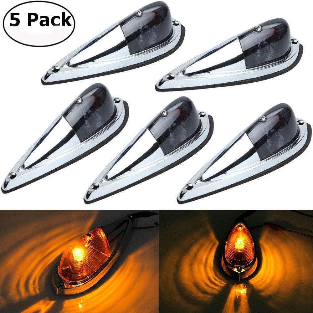 Haichen 5pcs Smoked Lens Chrome Base Cab Roof Top Marker Running Lamps