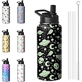 32oz Alien Water Bottle with Handle and Flip Straw, Sports Stainless Steel Insulated Cup Travel Coffee Mug Tumbler, Birthday Mothers Day Chritmas Gifts for Women