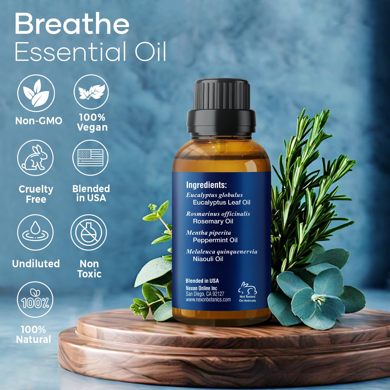 Breathe Essential Oil Blend 30 ml - Breath Sinus Relief with Menthol Oils - for Humidifiers, Diffusers, and Aromatherapy - Nexon Botanics - Image 7