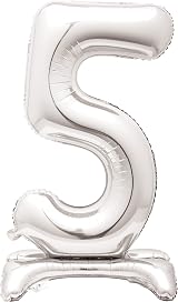 Unique Majestic Silver 5 Foil Balloon 76cm Shaped Milestone Decor
