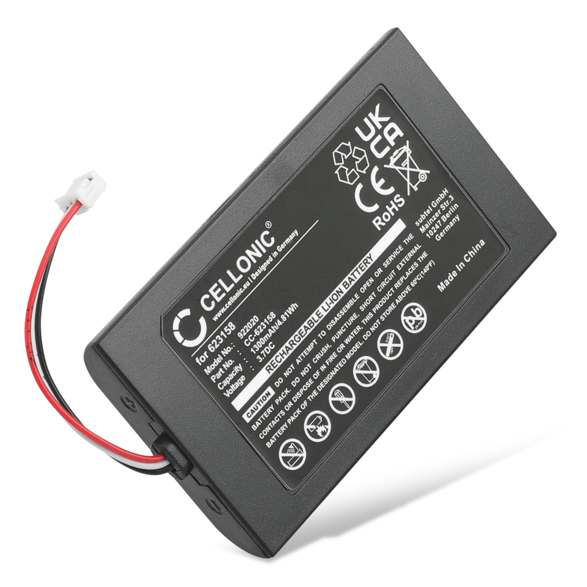 subtel, Battery for compatible with Logitech Elite, Harmony 950, 915-000257 (3.7V, 1300mAh)