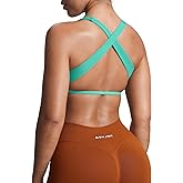 Aoxjox Women's Workout Sports Bras Square Neck Emma Cross Back Fitness Training Gym Bra Yoga Crop Tank